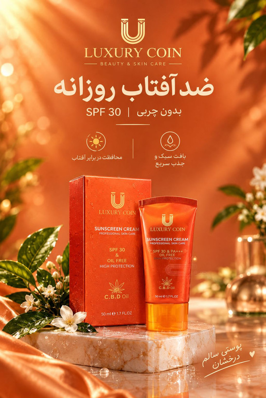 کرم ضد آفتاب SPF30 لاکچری کوین